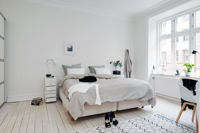 pomysły na życie sypialnia białe ściany rośliny w stylu skandynawskim