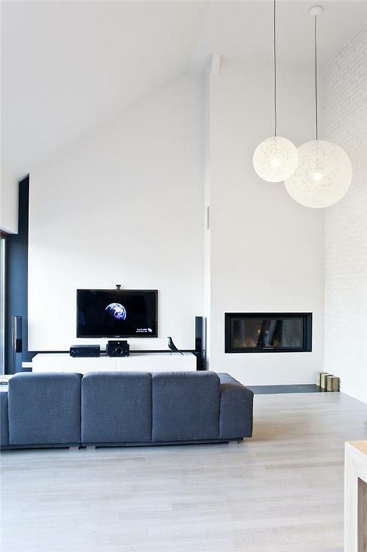 idées de vie salon blanc bleu design d'intérieur moderne