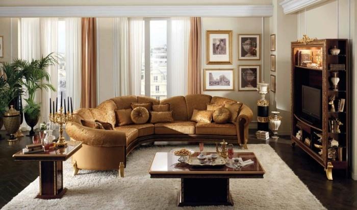 Umeblowanie mieszkania salon elegancka sofa biały dywan roślinny