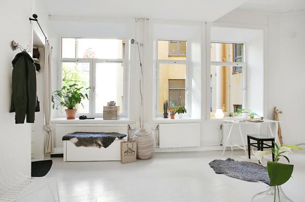 mieszkanie skandynawski design otwarty salon gabinet meble biurowe