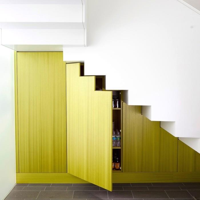 wyposażenie domu żółta szafka drewniana szafka na schody,