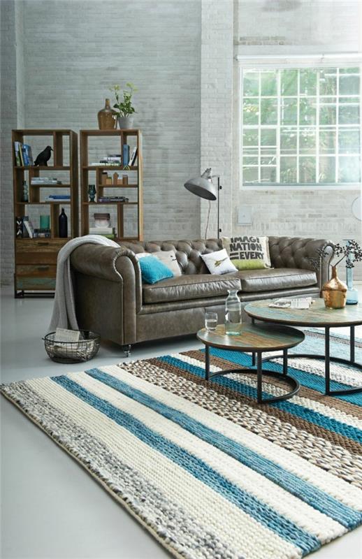 salon intérieur style hollandais meubles design canapé en cuir