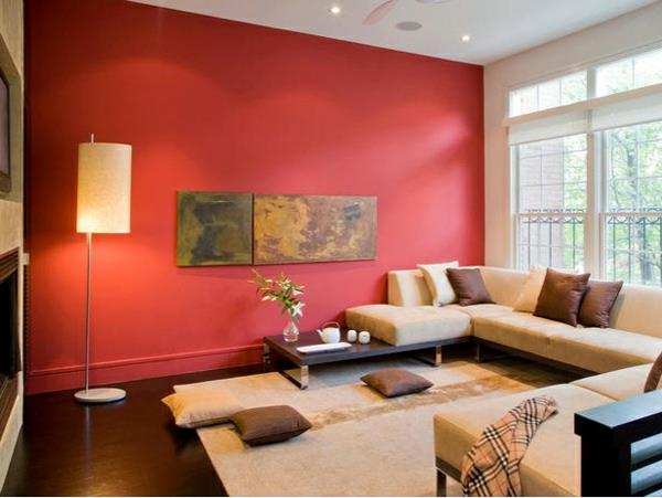 kolor ścian w salonie kasztanowy brąz beżowy czerwony brązowy kolor projekt