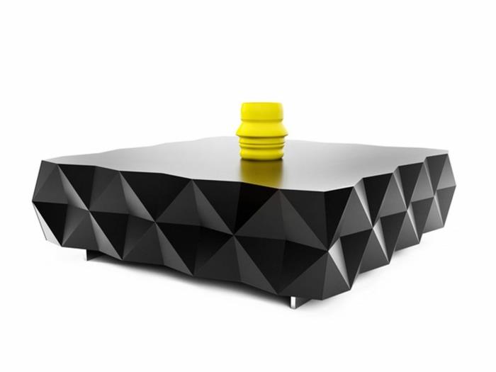 stół do salonu geometryczny wzór czarny połysk amanicoffeehouse