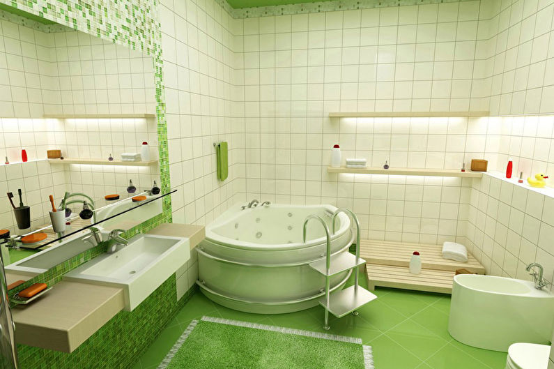 Зелен цвят в интериора на банята - снимка
