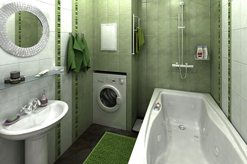 Зелен цвят в интериора на банята - снимка