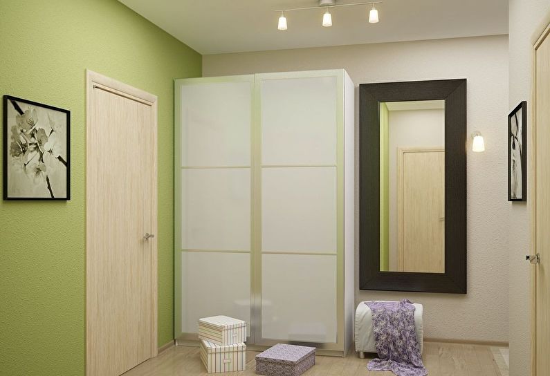Зелен цвят в интериора на коридора, коридора - снимка