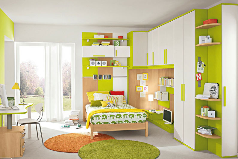 Зелен цвят в интериора на детската стая - снимка
