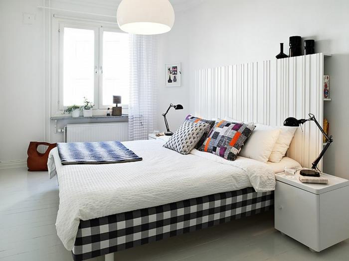 projekt pokoju białe akcenty sypialni rzuć poduszkami